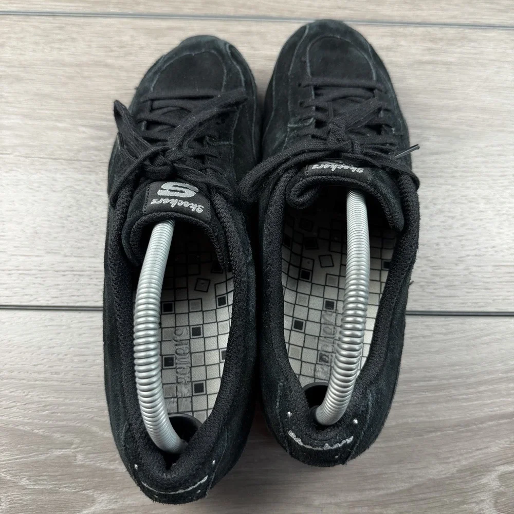 Skechers Women's Suede Low Top Athletic Lace Up Sneakers Black Size 10